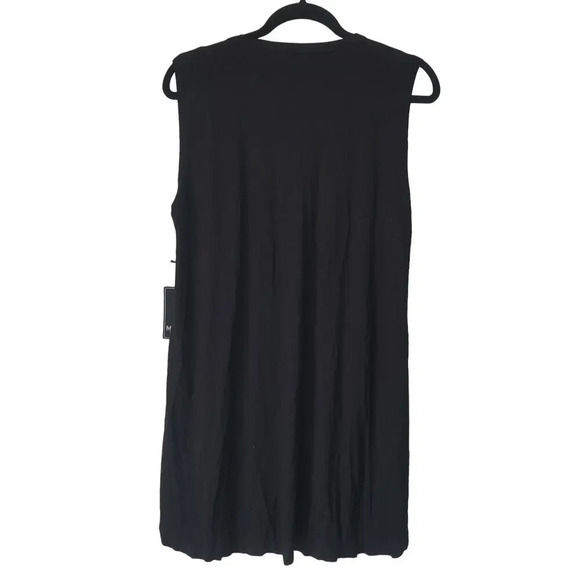 Michael Lauren Calder Black Dress Sz L with Neck Mesh Insert Sleeveless Hi-Low - Picture 4 of 7
